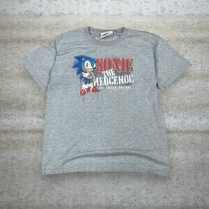 Vintage Y2K Sonic Promo Shirt Mens M Grey Cotton Sega Licensed Short Sleeve